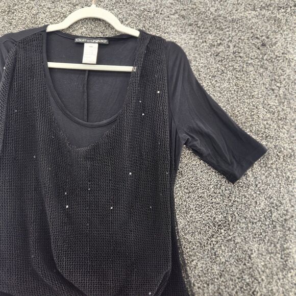 Clothes head black small netting Y2k 90s whimsigoth short sleeve top - Picture 4 of 7